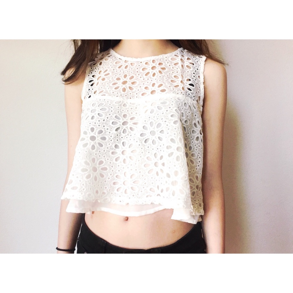 Flower sweetie white layer crop top